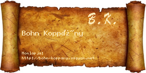 Bohn Koppány névjegykártya